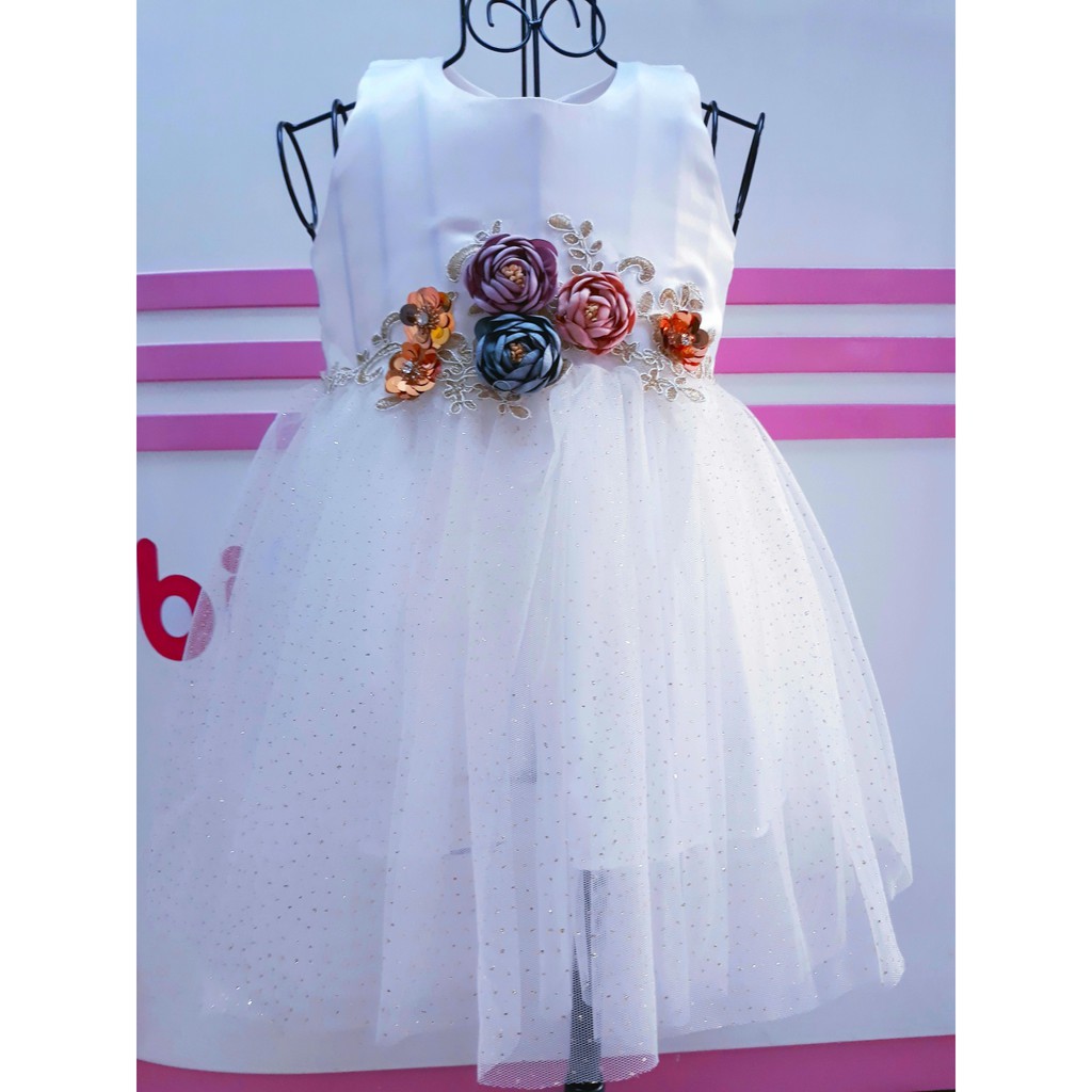 Váy công chúa đính hoa ngực cho bé 4y (14-16kg)