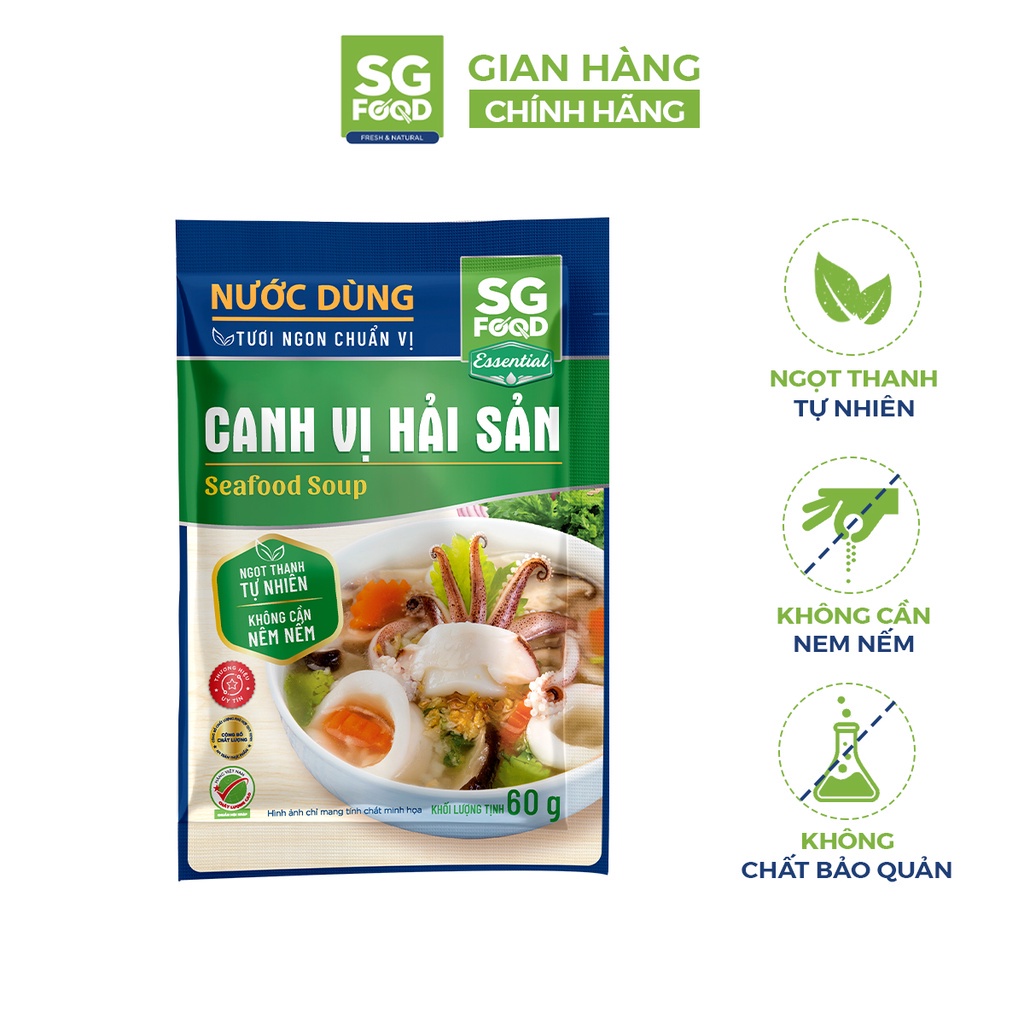 Nước dùng canh lẩu SGFOOD nhiều vị nêm nếm thức ăn thơm ngon tự nhiên 60gr CS Baby