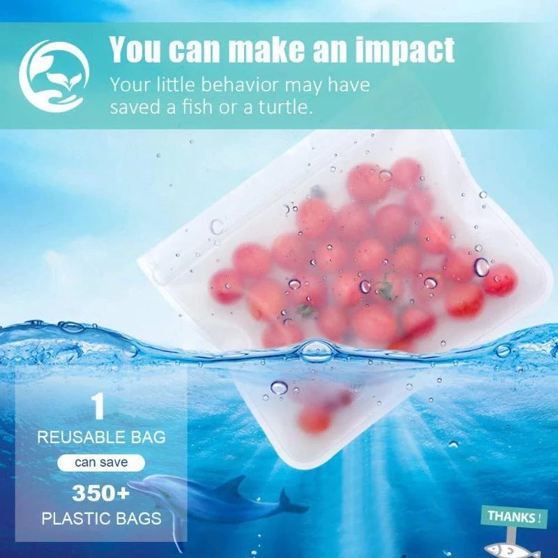 Túi đựng thực phẩm bằng silicone có khóa kéo chống rò rỉ tái sử dụng được tùy chọn kích thước
