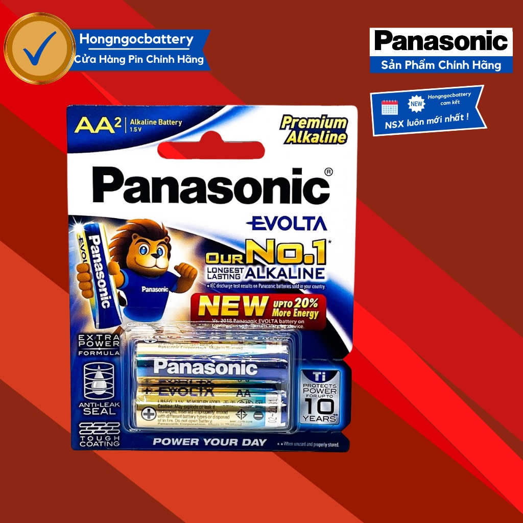 Vỉ 2 viên Pin AA cao cấp Panasonic Evolta 1,5V Bền nhất thế giới - hàng chính hãng