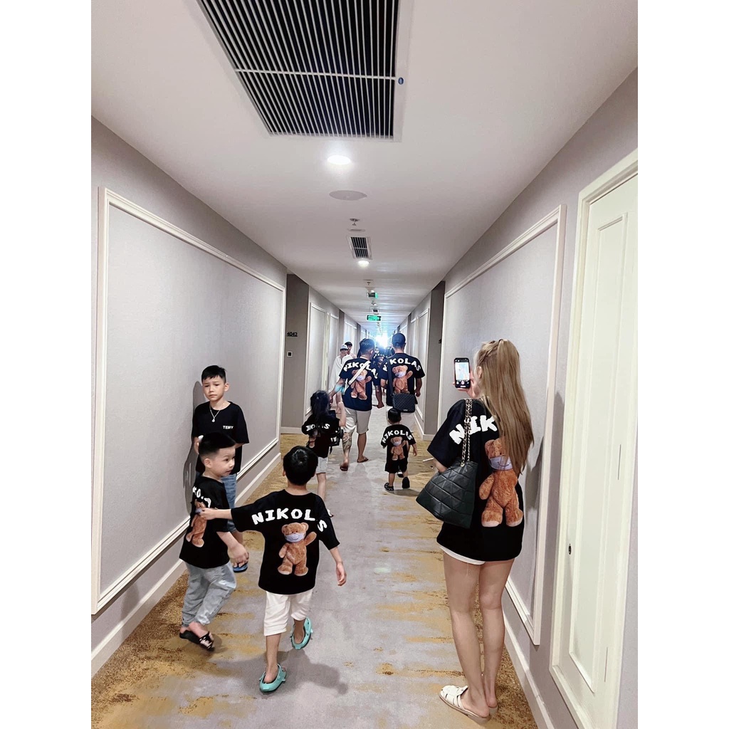 Áo thun teddy niko las cho bé và áo gia đình , trẻ em unisex , TP KIDs