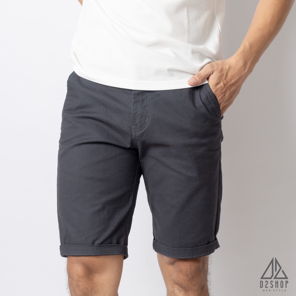 Quần Short nam D2shop vải kaki co giãn, màu xám đậm [L200]