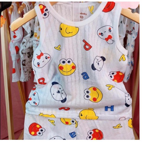 bộ quần áo cotton giấy ba lỗ cho bé mặc mùa hè