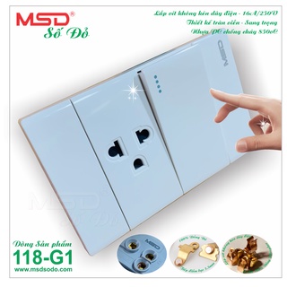 Công tắc đơn 2 chiều - ổ cắm đơn 3 chấu - msd-b10 118g1