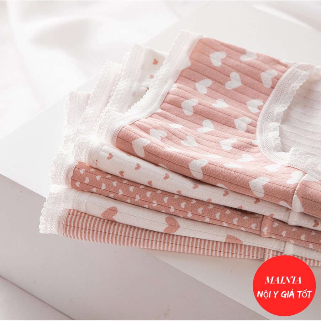 [Có Size M] Quần Lót Nữ Cotton 5 Kiểu Hoạ Tiết Trái Tim Dễ Thương Cao Cấp Loại 1 Mainia Shop