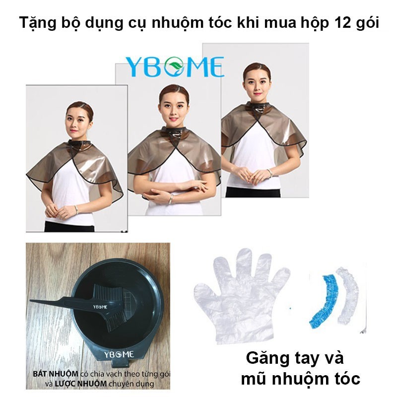 Thuốc Nhuộm Tóc Thảo Dược Phủ Bạc Tại Nhà Màu Nhuộm Tóc Đen, Nâu Được Làm Từ Bột Lá Nhuộm Tóc Tự Nhiên Ybome