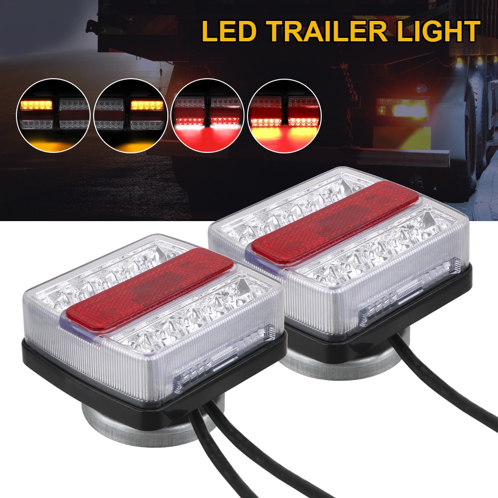 Set 2 đèn đuôi 16 bóng LED 12V chiếu biển số xe ánh sáng màu đỏ trắng/vàng có nam châm cho xe hơi/xe tải
