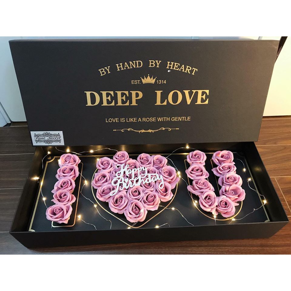 (Giảm sâu) Hoa sáp hộp chữ I Love You gấp gọn cao cấp