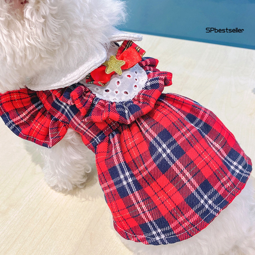 Đầm công chúa họa tiết kẻ sọc không dính thời trang mùa đông cho cún cưng