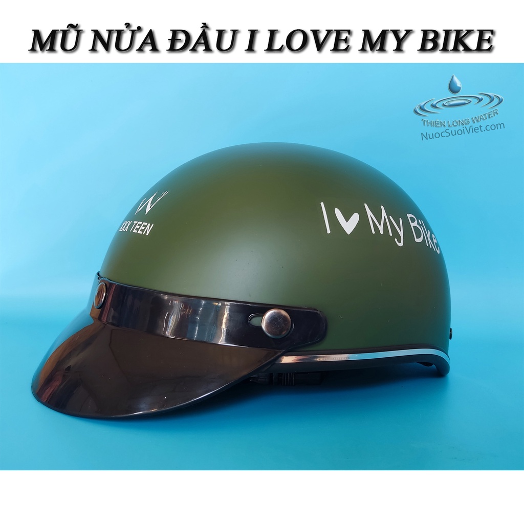 Nón Bảo Hiểm Nửa Đầu Thái Tem I Love My Bike Dễ Thương - Mũ Bảo Hiểm Thời Trang