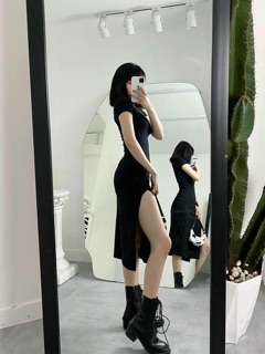 ĐẦM BODY THUN CỔ U XẺ TÀ