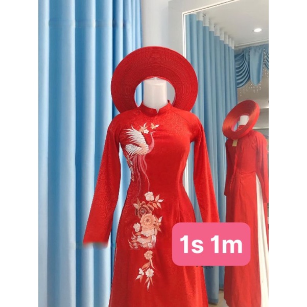 Áo dài đỏ lụa 4tà