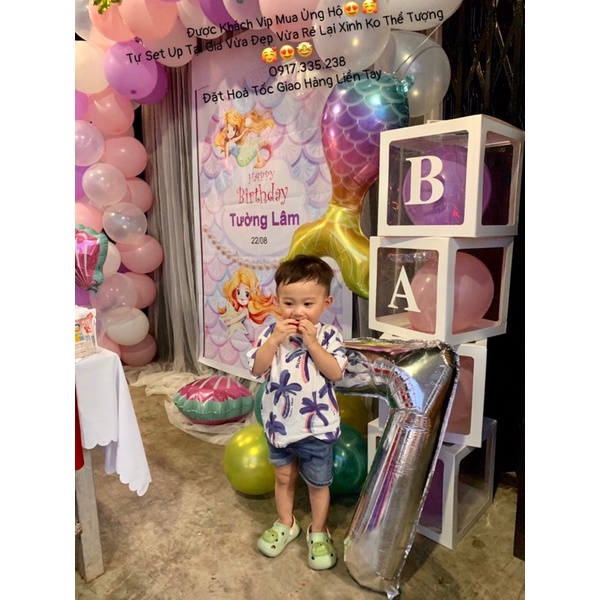 Set Bóng Trang Trí Sinh Nhật Backdrop Tiên Cá