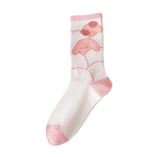 Đôi Vớ Thể Thao Thu Đông Dài Trung Bình Màu Hồng In Hình Gấu Hoạt Hình Dễ Thương Chống Rơi Cho Nữ Sinh