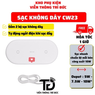 Đế sạc nhanh không dây 2 in 1 cw23 - cw26 -công suất mạnh mẽ -tương thích điện thoại và tai nghe tws