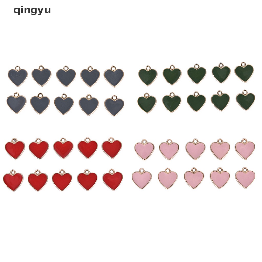 Set 10 Mặt Dây Chuyền Tráng Men Hình Trái Tim Làm Trang Sức Thủ Công