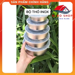 Bộ thố lạnh inox 5 món , Bộ 5 hộp đựng thực phẩm inox có nắp đậy cao cấp