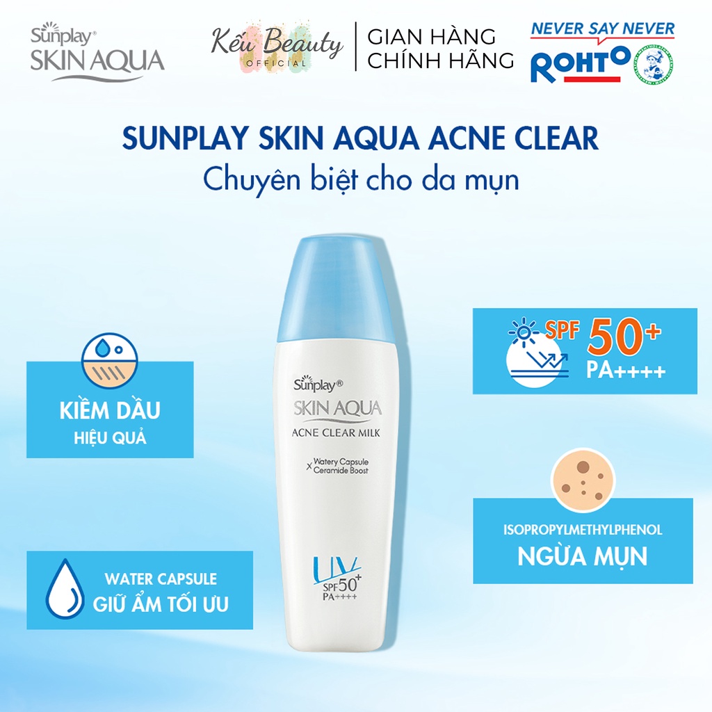 Sữa chống nắng dưỡng da ngừa mụn Sunplay Skin Aqua Acne Clear Milk SPF 50+ PA++++ 25g