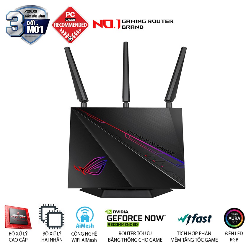 Bộ phát wifi Asus Mesh ROG Rapture GT-AC2900 Gaming AC2900Mbps (Chính hãng)