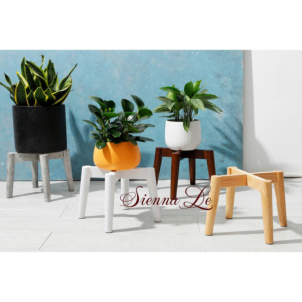 Sienna Le Giá Đỡ Chậu Cây, Đôn Gỗ Để Chậu Hoa Để Bàn - Cao 19 cm x Rộng 24 cm  ko