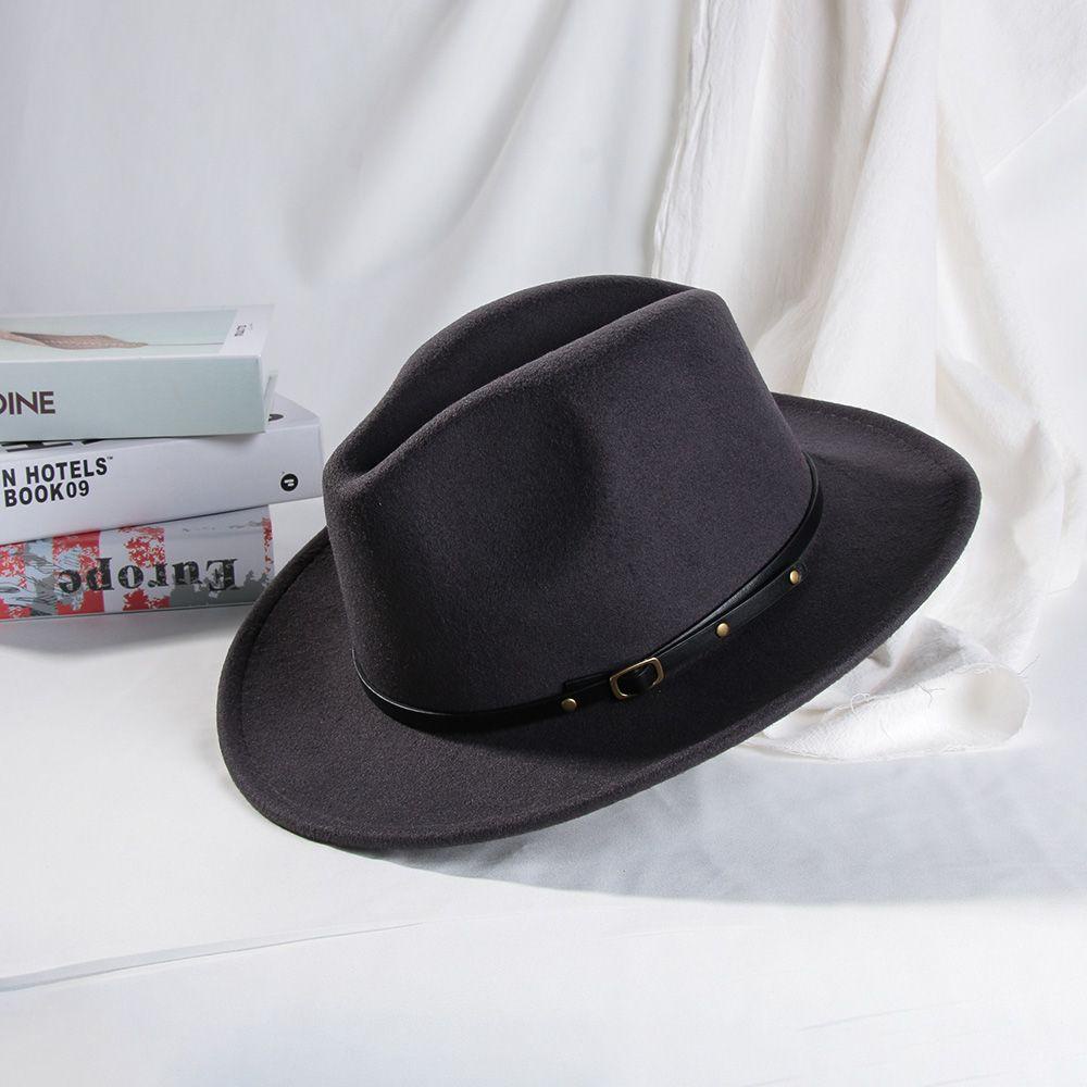 WONDER Mũ Fedora Vải Nỉ Cổ Điển Có Khóa Thắt Lưng Phong Cách Panama Jazz Thu Đông