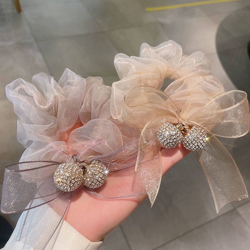 Dây Cột Tóc Cao Su Bản Lớn Đính Đá Cao Cấp 2022 Sang Trọng Thanh Lịch Cho Nữ