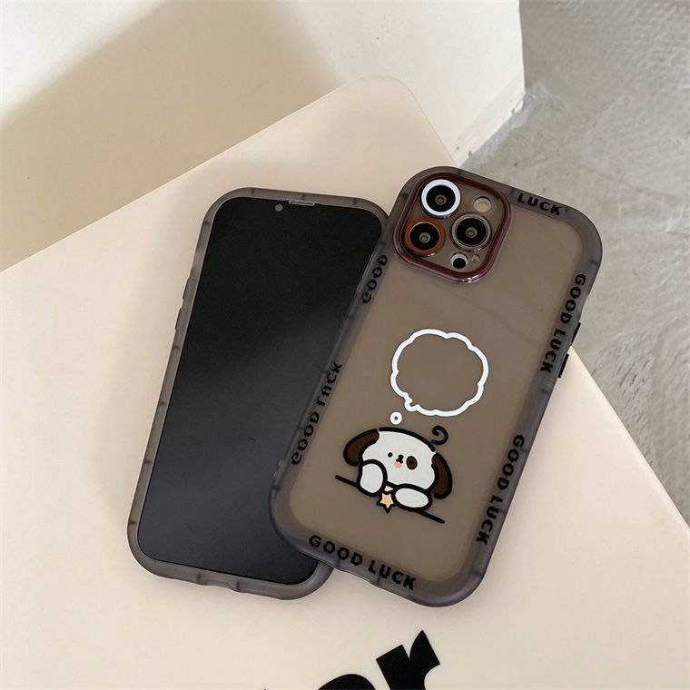 Ốp Điện Thoại Màu Đen Xuyên Thấu Họa Tiết Cún Con Dễ Thương Dành Cho IPhone 12 13 11 Pro Max X Xs Max Xr Sxc1