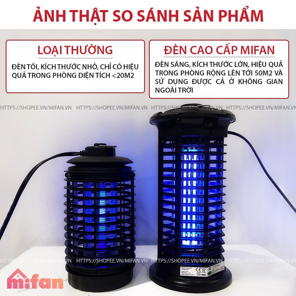 Đèn Bắt Muỗi Cao Cấp 2021 MIFAN - BH 6 Tháng - Đèn LED 11W Công Suất Cao Ánh Sáng Tím 365 Nano Wave Thu Hút Côn Trùng