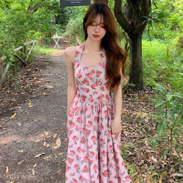 Đầm Hai Dây Dáng Dài In Hoa Thời Trang Mùa Hè Quyến Rũ Cho Nữ