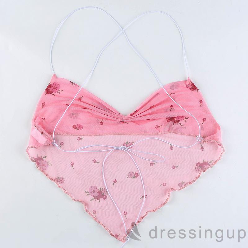 Áo Lửng Hai Dây In Họa Tiết Hoa Quyến Rũ Cho Nữ