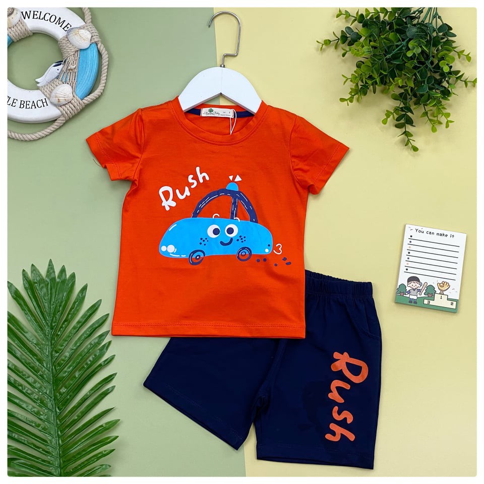 Bộ cotton BT cộc tay, in hình ô tô. Sz 1-8 từ 10-25kg. Chất cotton mềm mịn, thấm mồ hôi, hình in sắc nét không bong tróc