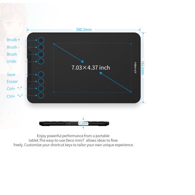BẢNG VẼ ĐIỆN TỬ XP-PEN DECO MINI7 ANDROID HỖ TRỢ CẢM ỨNG NGHIÊNG 8192 LỰC NHẤN