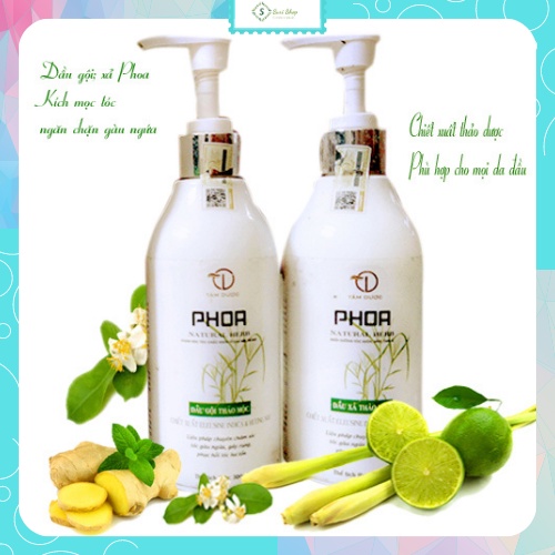 Dầu gội mọc tóc ngăn rụng tóc thảo dược PHOA kích mọc tóc nhanh chuyên chăm sóc tóc gãy rụng,gàu ngứa,xơ rối