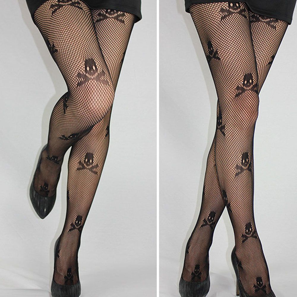 LILYES Gothic Mesh Stockings Fashion Skeleton Printed Stockings Pantyhose Sexy Women's Lady Punk Style Black Harajuku Tights/Multicolor