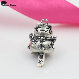 Charm mèo may mắn chất liệu bạc thái cao cấp - ganes silver