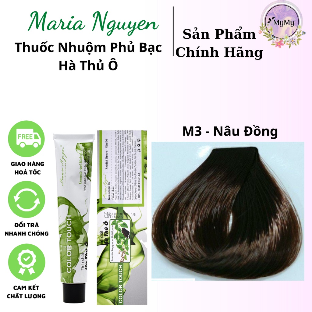 Thuốc Nhuộm Tóc Thảo Dược Maria Nguyen  Hà Thủ ô Mượt Tóc, Không Rát Da Đầu, Mùi Dịu Nhẹ + 9MÀU