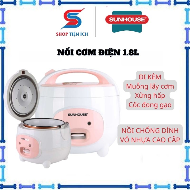 Nồi cơm điện SUNHOUSE 1.8L SHD8607W bảo hành chính hãng 12 tháng Shop Tiện Ích