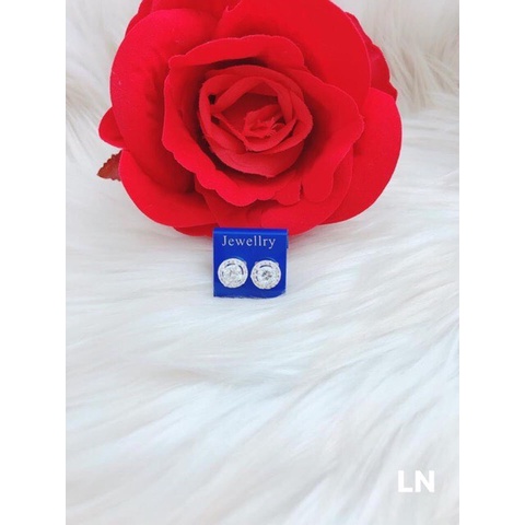 Bông tai tròn đá chủ sáng đẹp chuẩn bạc ta - Kho sỉ bạc Nhất Linh