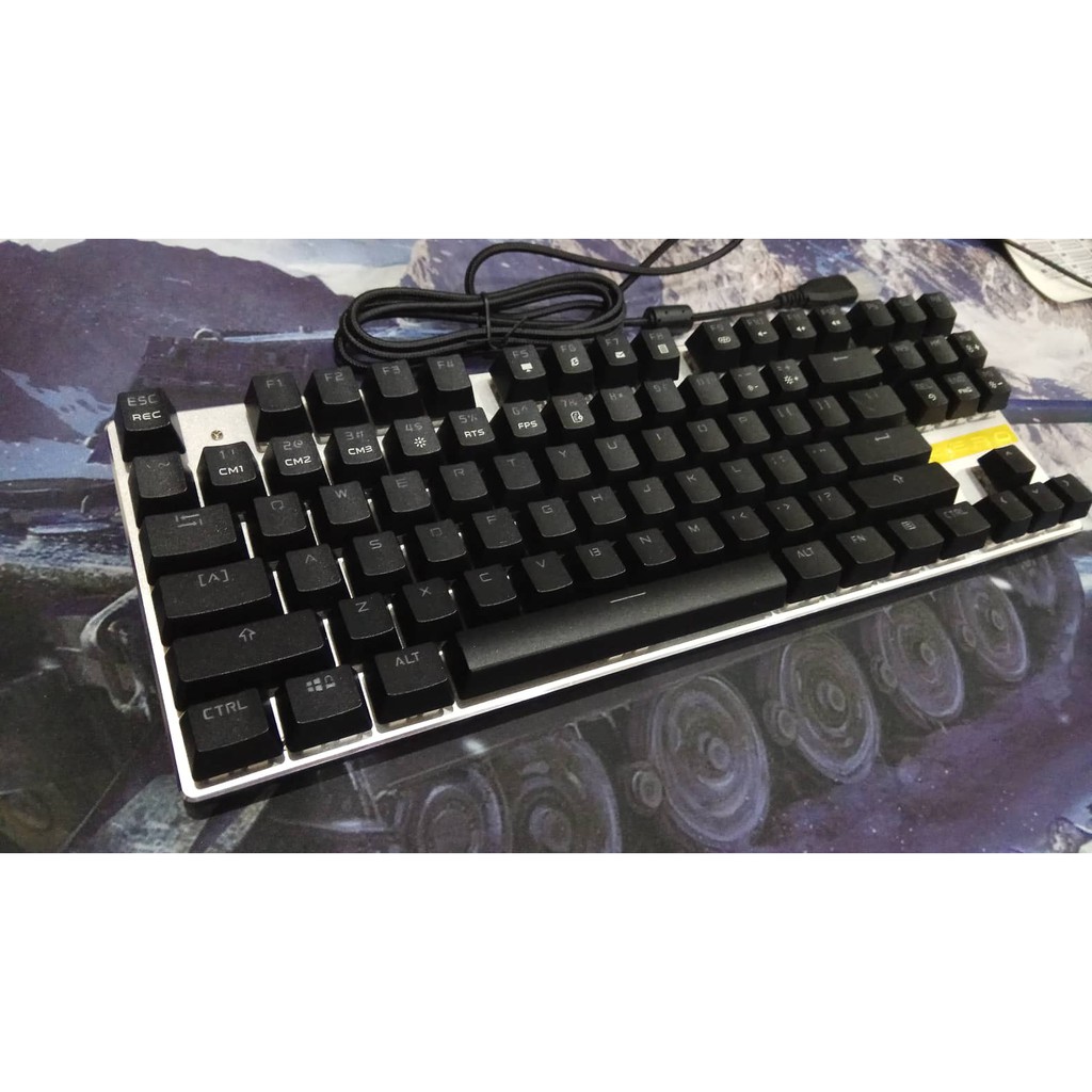 🔜 Bàn Phím Cơ Zero E-Sports Gaming Gear Led Rainbow TKL 87 phím Blue SW ( ĐEN )