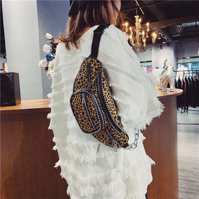 Túi bao tử đeo chéo bum bag da báo