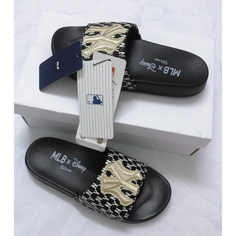 Dép M.L.B Unisex NY Chữ Thêu Sắc Nét,Quai Ngang Dày Dặn, Đế êm HOT 2021