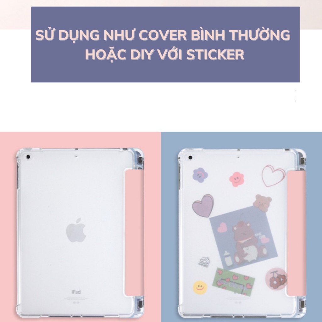 [BEST SELLER] Cover bao da DIY màu Pastel có khay bút, nhám mờ chống ố, chống bẩn dành cho iPad Pro 11 Air 4 5 Gen 7 8 9