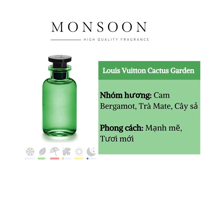 Nước hoa nam nữ (unisex) Louis Vuitton LV Cactus Garden EDP cao cấp Monsoon thơm lâu mùi cam tươi mát mùa hè