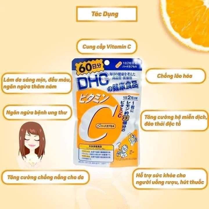 HÀNG NHẬP KHẨU - Viên Uống DHC Bổ Sung Vitamin C Nhật Bản Làm Trắng Sáng Da Mờ Thâm Chống Lão Hoá Tăng Đề Kháng Collagen