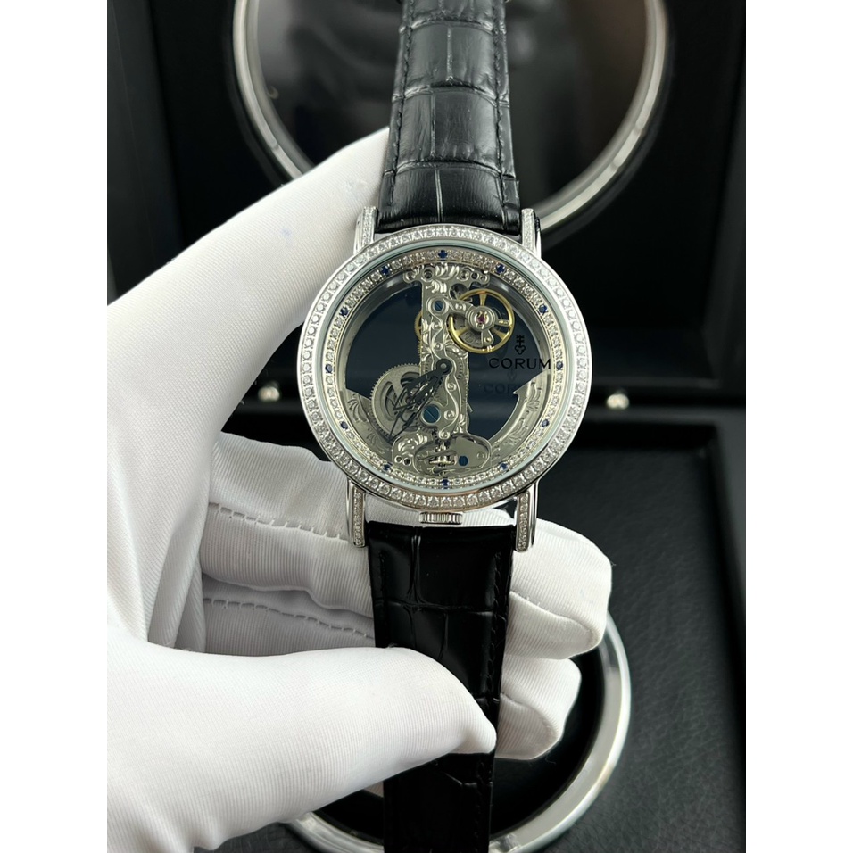 Đồng Hồ Nam Corum Skeleton Automatic - Cơ , Dây Da Màu Đen , Size 43mm