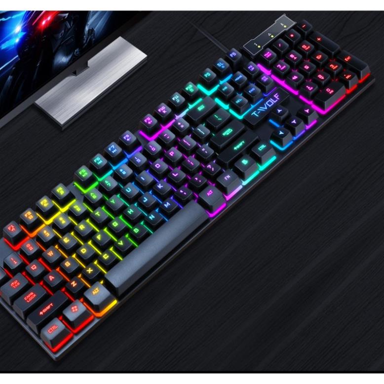 Bàn phím led game T Wolf T20 giả cơ keyboard có đèn 7 màu bấm nhạy