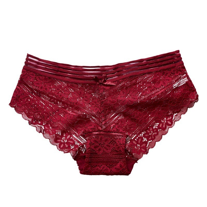 Quần lót Lace Seamless Women Briefs Solid Color Jacquard Low Waist Ladies Underwear