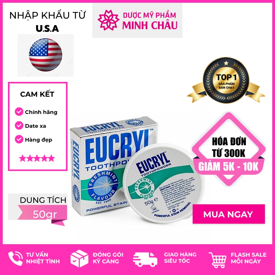 Bột đánh tẩy trắng răng Eucryl 50g -