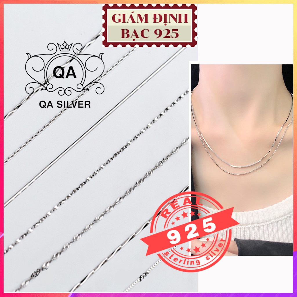 Dây chuyền bạc 925 trơn vòng cổ nam nữ không mặt tối giản S925 BASIC Silver Necklace QA SILVER NE170304