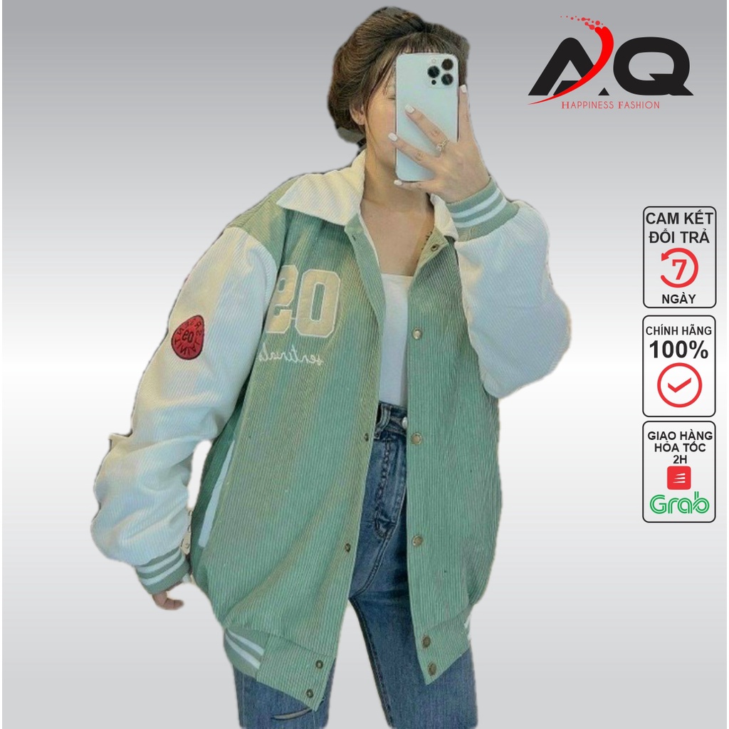 Áo nhung tăm varsity áo khoác bomber 2 lớp cao cấp cổ bẻ 09 form rộng Uniex siêu đẹp cho Nam nữ- AQ
